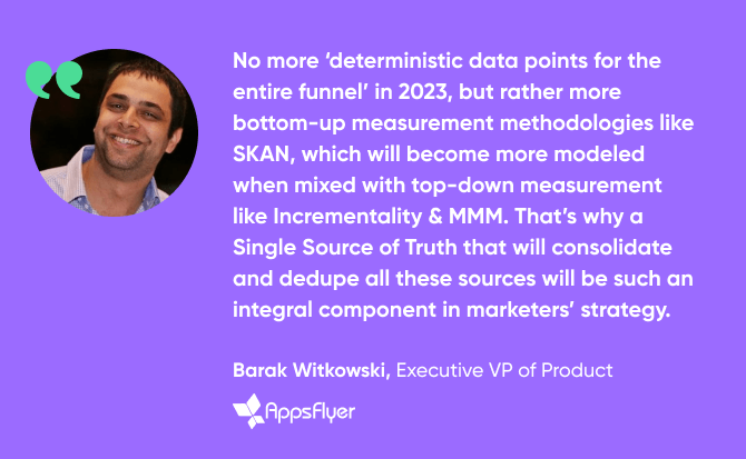 quote from Barak Witkowski, Executive VP of Product, AppsFlyer